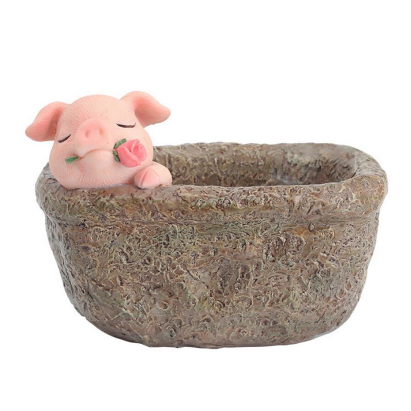 Flower Pots Chinese Style Fun Garden Pig Pots Home Garden Succulent Potted Desktop Plants Bonsai Garden Supplies: 4