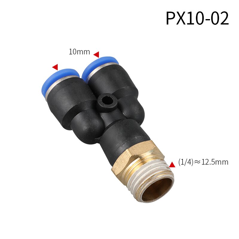 Y type tee luft pneumatiske fittings lynkobling  px4 6 8 10 12mm til hangevind  m5 " 1/8 " 1/4 " 3/8 " 1/2 " bsp kobling: Px10-02