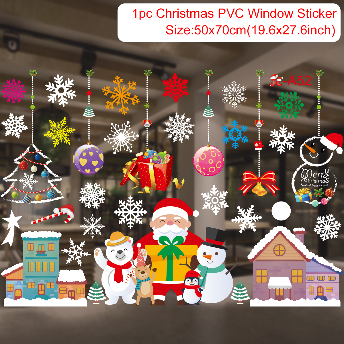 QIFU-pegatina de pared de Feliz Navidad para el hogar, decoración navideña de vidrio para ventana, sala de estar, pegatinas de Feliz Año , 2024, 2025: Amarillo pálido