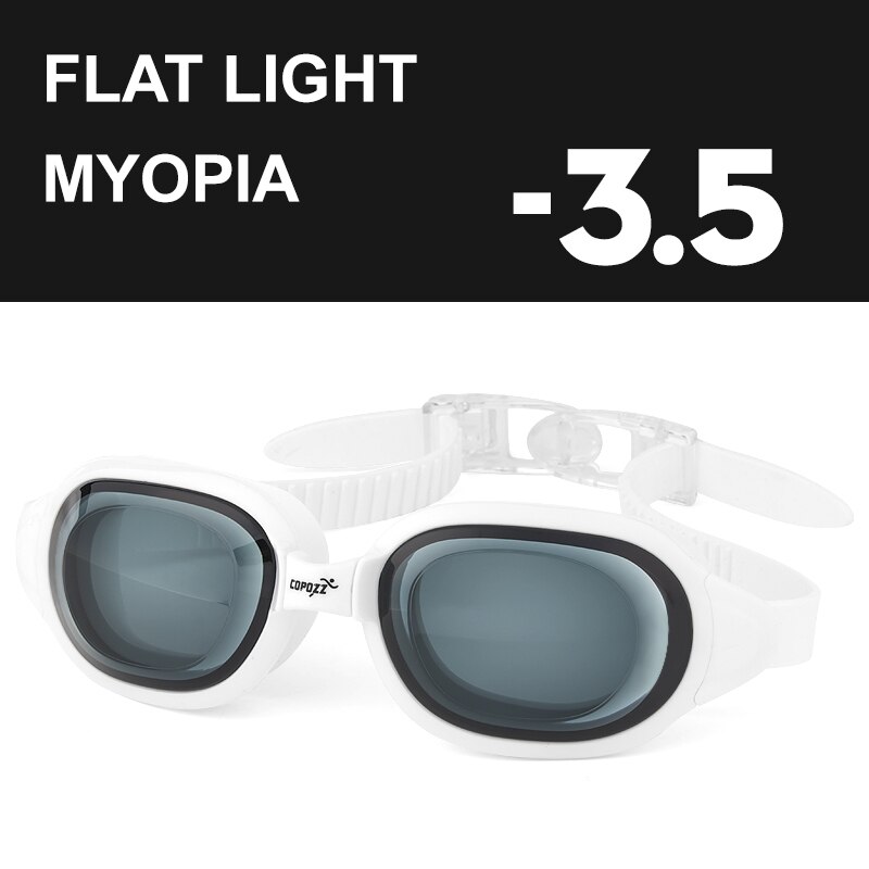 COPOZZ Swimming Goggles Myopia 0 -1.5 to -7 Men Women Anti fog UV Protecion Waterproof Swimming Glasses Diopter Swim Eyewear: Myopia White -3.5