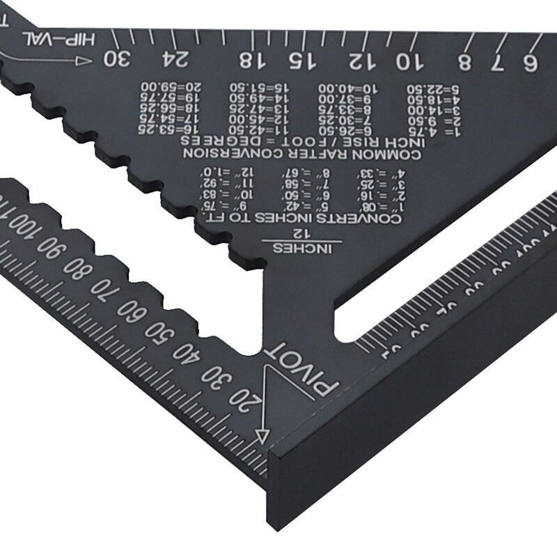 12" Triangle Angle Protractor Aluminum Alloy Woodworking Ruler Protractor Framing Carpenter Square Protractor Measuring Tools