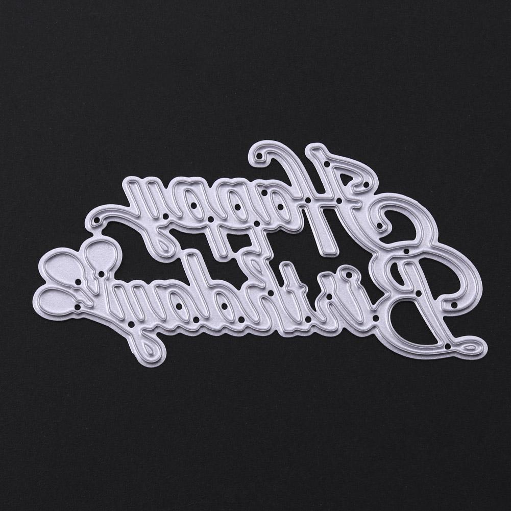 Happy Birthday Metal Cutting Dies For Scrapbooking Stencil Photo DIY Album Decorative Embossing Folder Dies Card Template