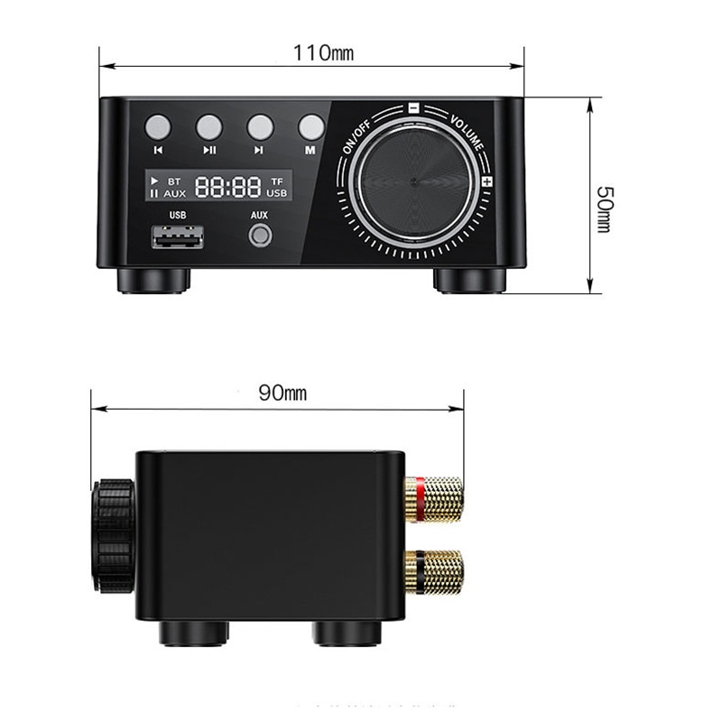 2x50W TPA3116 Klasse D bluetooth 5,0 HIFI Stereo Verstärker HIFI Unterstützung USB TF Karte RCA AUX USB Stock MP3