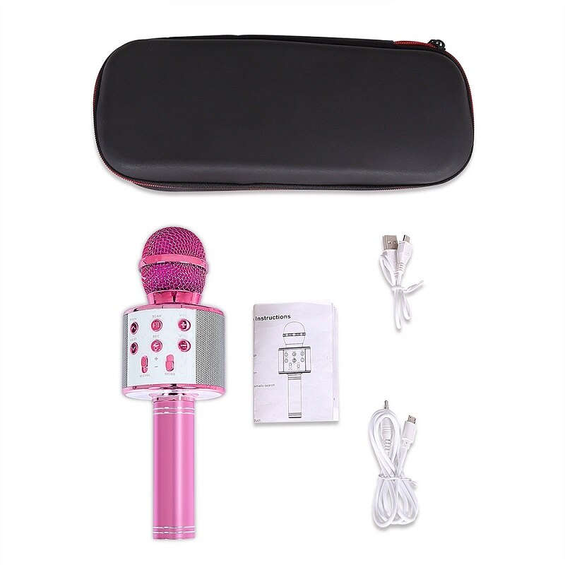 WS858 Microphone sans fil Bluetooth haut-parleur karaoké Version haut de gamme micro KTV lecteur téléphone Mike pour ordinateur scène conférence: Bright powder