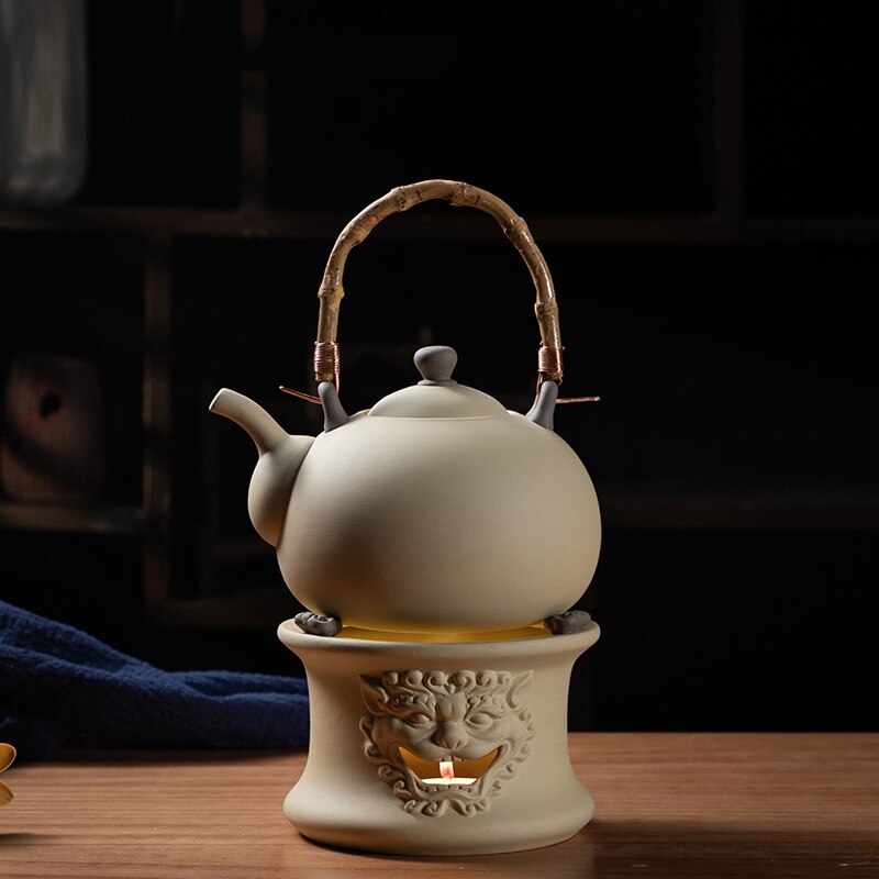 Estufa de té creativa, calentador de velas de Barro Natural, Base de tetera Vintage, accesorios de té, calentador de velas, candelabro