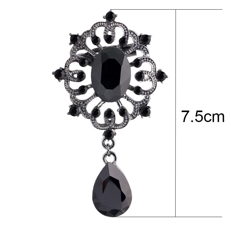 SINLEERY Gothic Style Red Black Blue Oval Big Stone Brooches For Women AAA Cubic Zircon Pins Jewelry Accessories ZD1 SSG: XZ144G