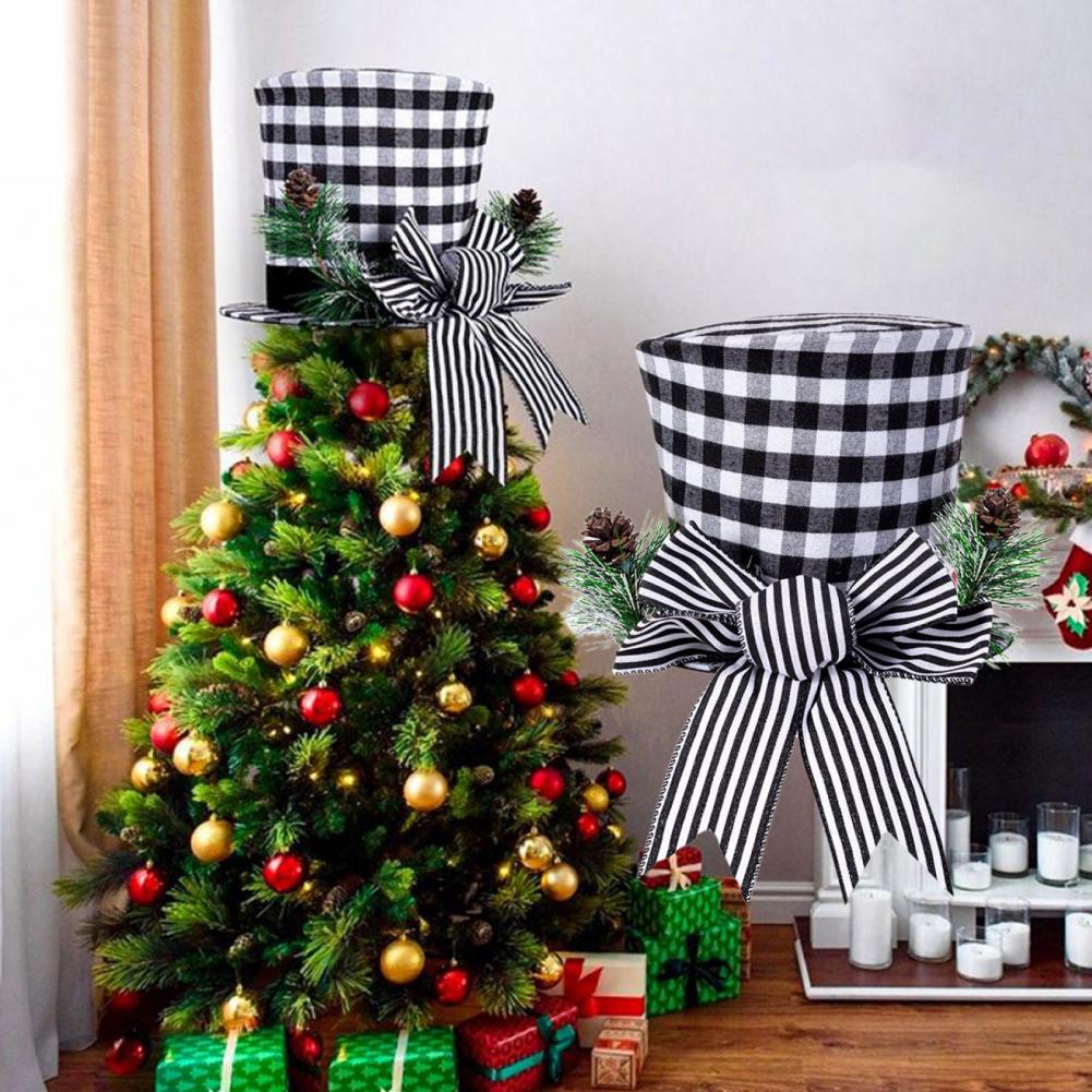 Tree Topper Decor Fabric Tree Topper Hat Lightweight Festive Touch Attractive Large Farmhouse Xmas Tree Topper Hat