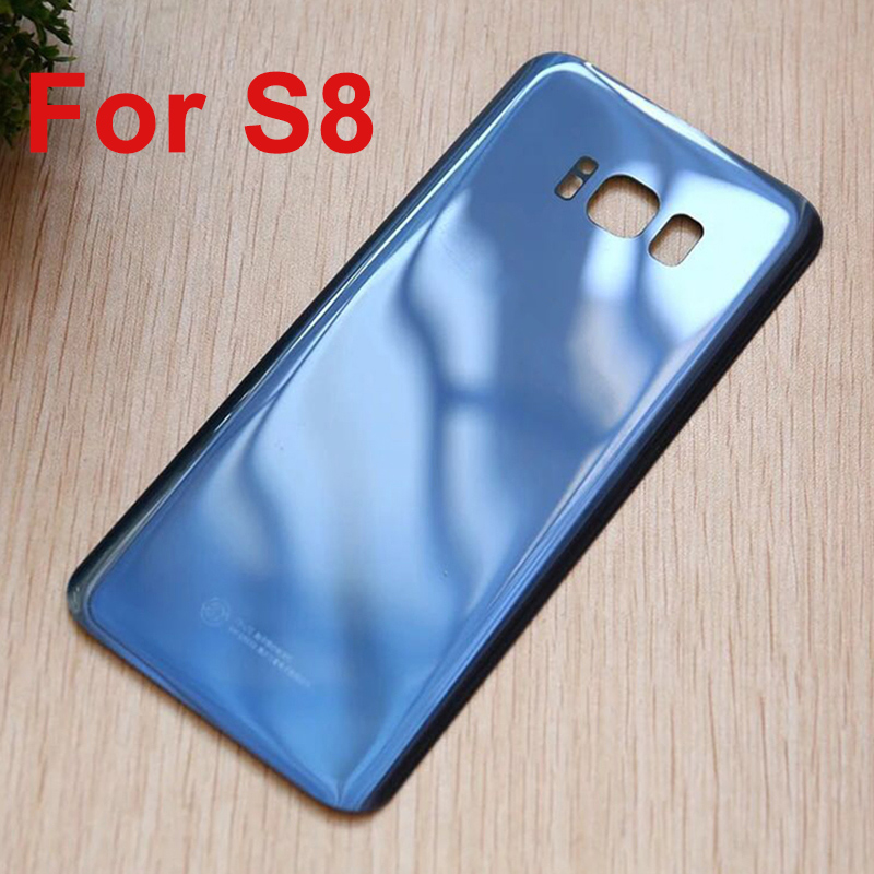 For Samsung Galaxy S8 plus Back Cover 3D Glass Battery Case for Samsung S8 S8+ Housing Cover Replacement + Adhesive Sticker: dark blue