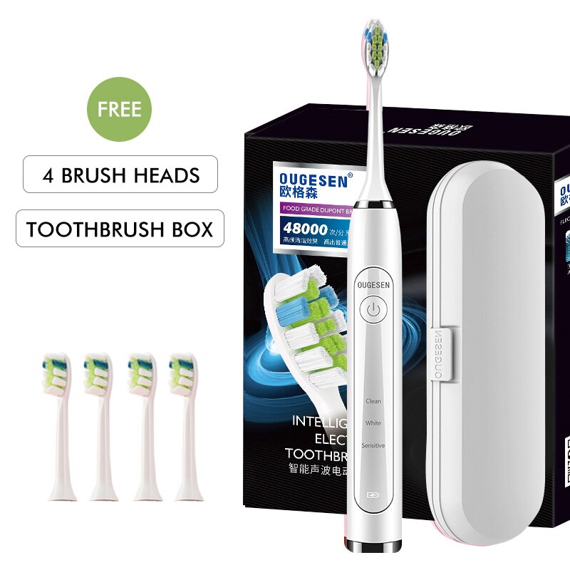 OUGESEN Electric Sonic Toothbrush OGS-9600 Wireless Induction Rechargeable Adult Waterproof Electronic Toothbrush 4 Replacement: OGS-9600-3