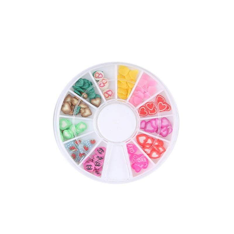 3d nail art decoraties schattige bloemen fruit klei plak nail art decoratie kleurrijke nail glitter pailletten nail art decoraties: A
