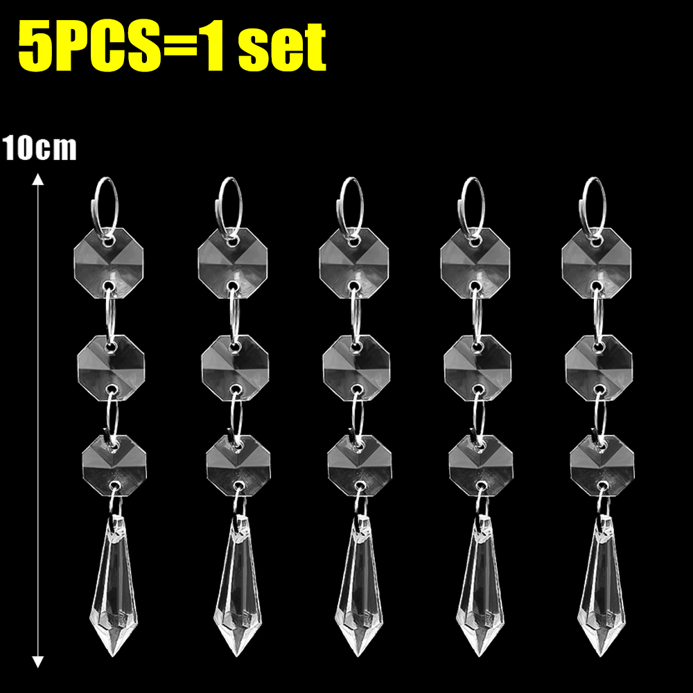 5-48 Stuks Kerst Ornamenten Kristal Boom Decoraties Transparante Ijs Strip Hanger DIY Teardrop Kroonluchter Kerst Bruiloft Kralen: M / Olijf