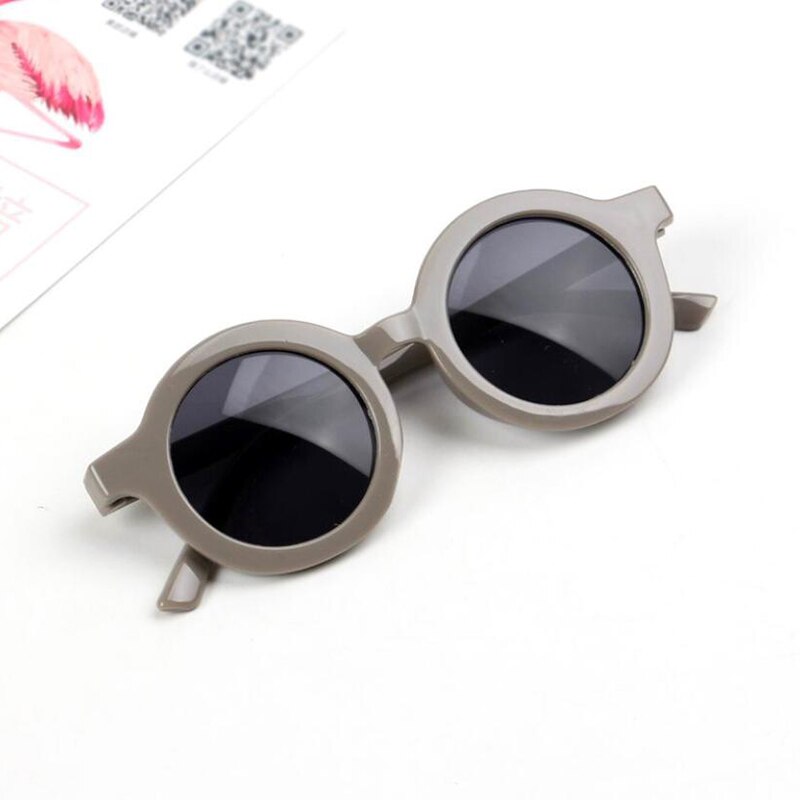 Gafas de sol con forma redonda para niños y niñas, anteojos de sol infantiles bonitos con de dibujos animados, gafas de sol redondas de estilo urbano, gafas de bebé: Grey