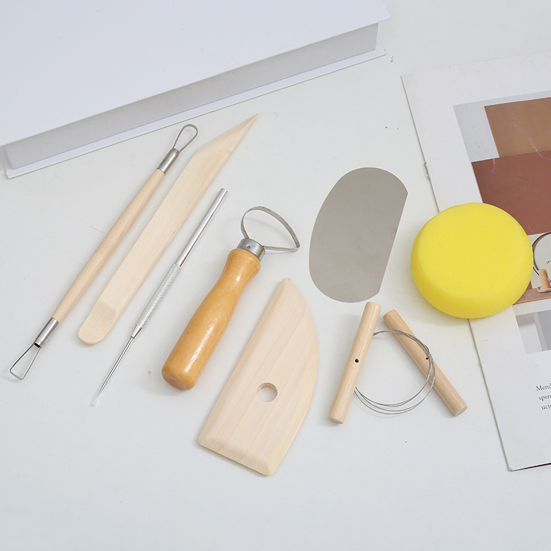 Keramische gereedschapsset, 8/17-delige polymeerklei gereedschap, model klei snijgereedschapsset, aardewerk CarvingTools, trimmen, embossingpatronen: Licht Geel