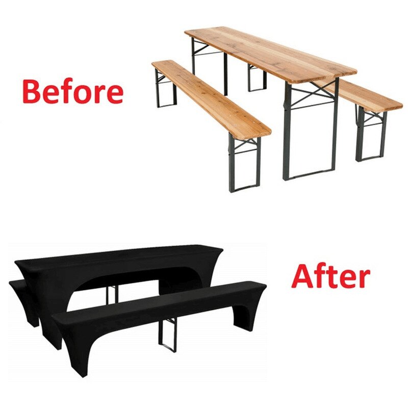 3 stuks/set elastische picknick biertafel en bankhoes bruiloft feest tafel stoelhoes effen kleur meubel beschermhoes