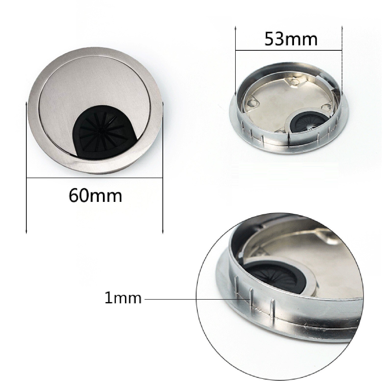 40# Zinc Alloy Desk Wire Hole Cover Base Computer Grommet Table Cable Outlet Port Surface Line Box Furniture Hardware