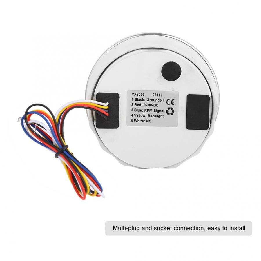 3.3in Boat Tachometer Marine Tacho Meter Gauge LCD Hourmeter 12V/24V Metal Tachometer