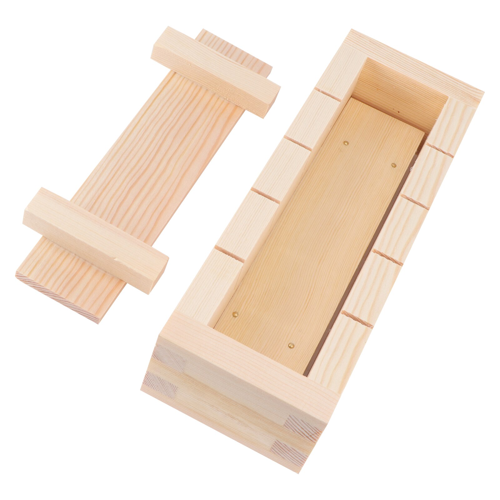 Caja de moldes de prensa de Sushi Rectangular de madera, Kit de fabricación de Sushi DIY, moldes de rodillo de arroz, herramientas de fabricación de Sushi de cocina (como se muestra): Default Title