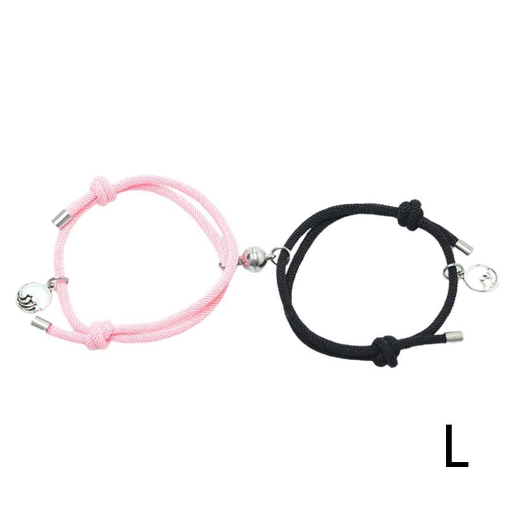 2 unids/set de pulsera emparejada para amantes imán distancia pareja Braslet para niña niño cuerda trenzada: L