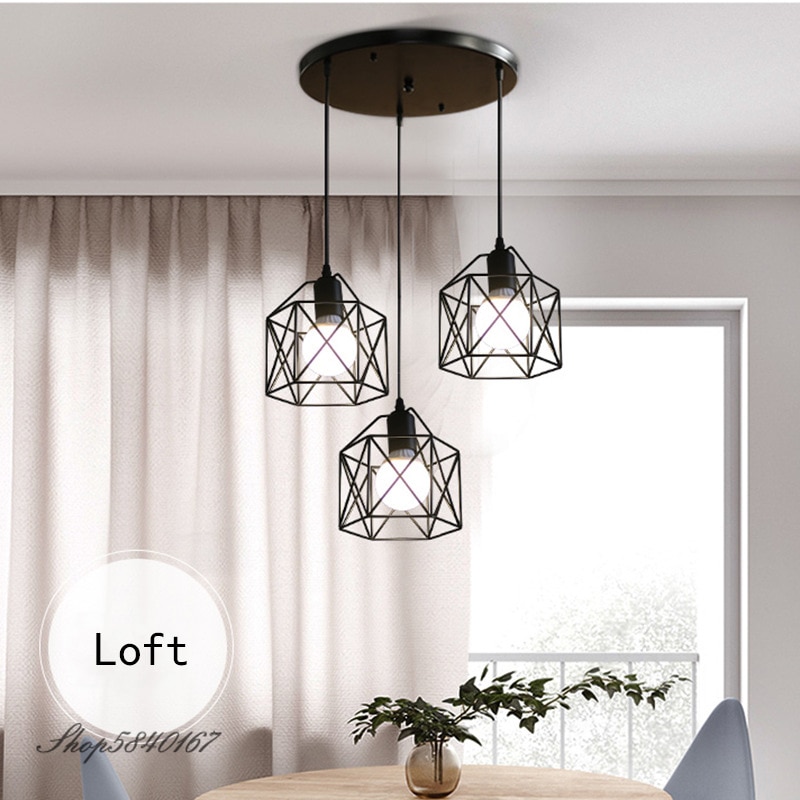 Rustik industriel pendel geometri jern pendel lamper køkkenø lampe pendel loft cafe butik hængende lysarmaturer