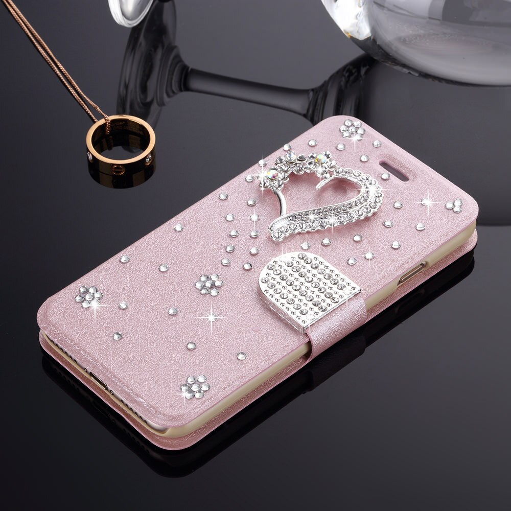 Pepmune Luxury Diamond Wallet Flip Case For Huawei P30 Pro P20 Lite Girl Bling Glitter Leather Cover For Huawei Mate 20 Pro Capa: For P30 Pro / Heart