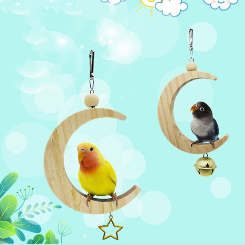 Vogelschommel Met Standaard – Houten Speelgoed Voor Papegaaien, Parkieten En Conures (Driehoek, 31 Cm)