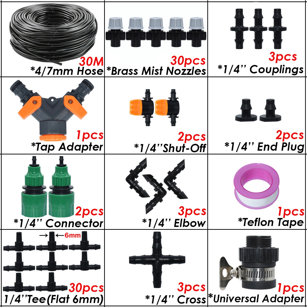 SPRYCLE 5-50m Gewächshaus Garten 1/4 "Schlauch Automatische Mikro Bewässerung Bausatz Tropf Bewässerung System Einstellbar Durcheinander Zerstäubung düse: Pflaume