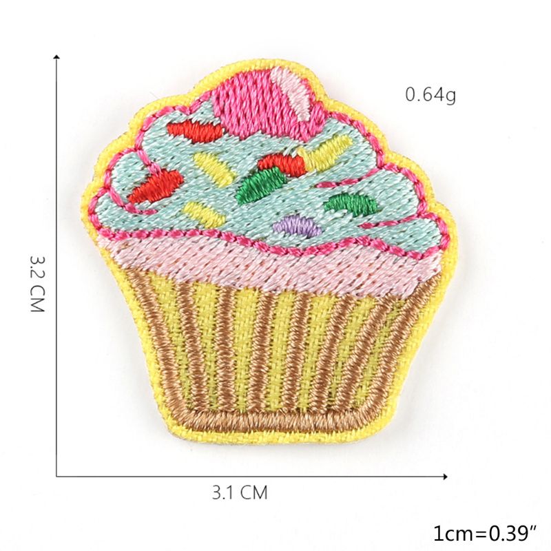 Parches decorativos de dibujos animados para cupcakes, 14 Uds., Hierro sobre bordado, apliques de costura A2UA