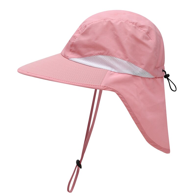Flap Cap Wide Brim Lightweight Portable UV Protection Water Resistant Neck Cover Sun Hats With Strap MK MK: 7