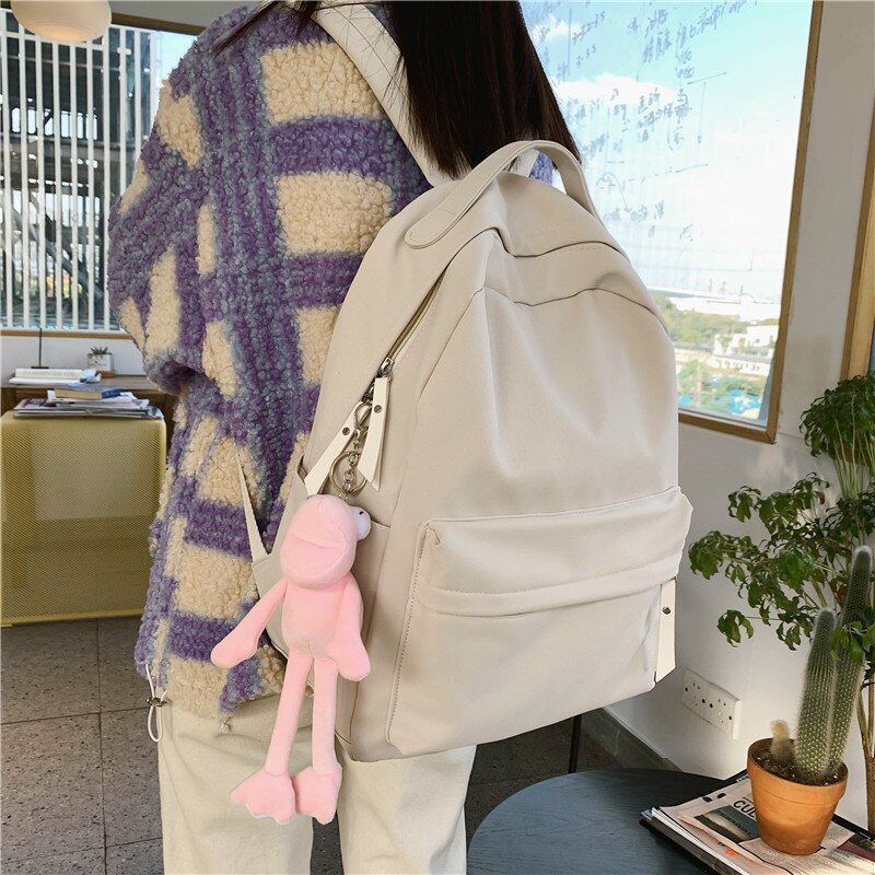 JULYCCINO Neue Einfarbig Rucksack Frauen Wasserdichte Nylon Nette Schule Tasche Schulter Student Tasche Teenager Mädchen College Rucksack