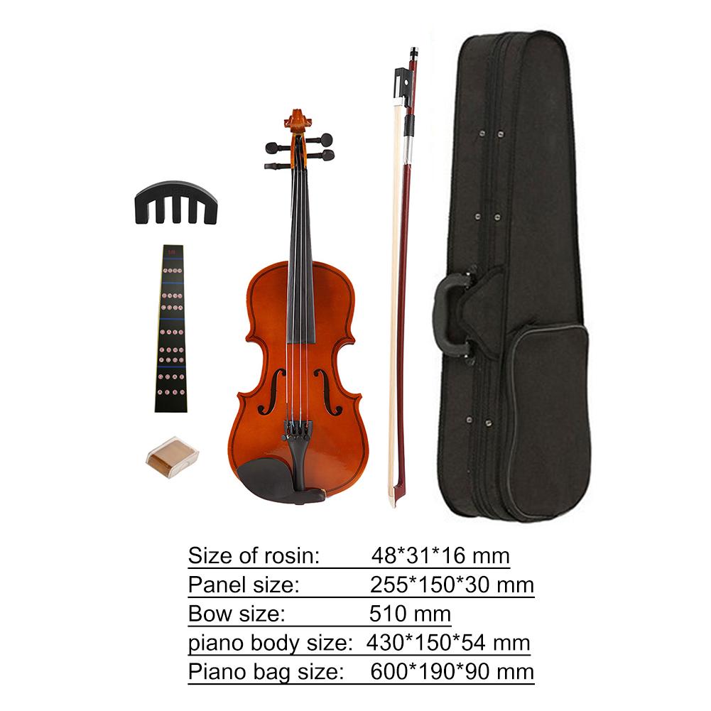 1/8 schiene Helle Akustische Violine Geige mit Kolophonium fallen Bogen Schalldämpfer Bausätze matt für freundlicher Studenten Anfänger fallen Stumm Bogen saiten: hell Braun