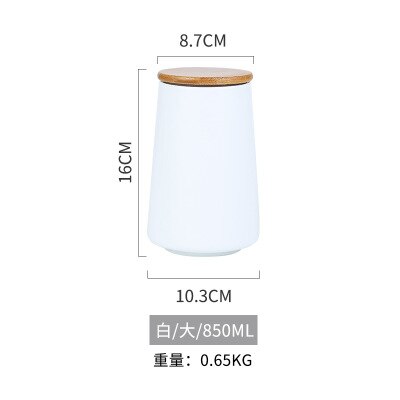 Tarro sellado de cerámica nórdico con tapa, recipientes de almacenamiento de granos variados de cocina, frasco de almacenamiento de alimentos, organizador de café y té: white-l