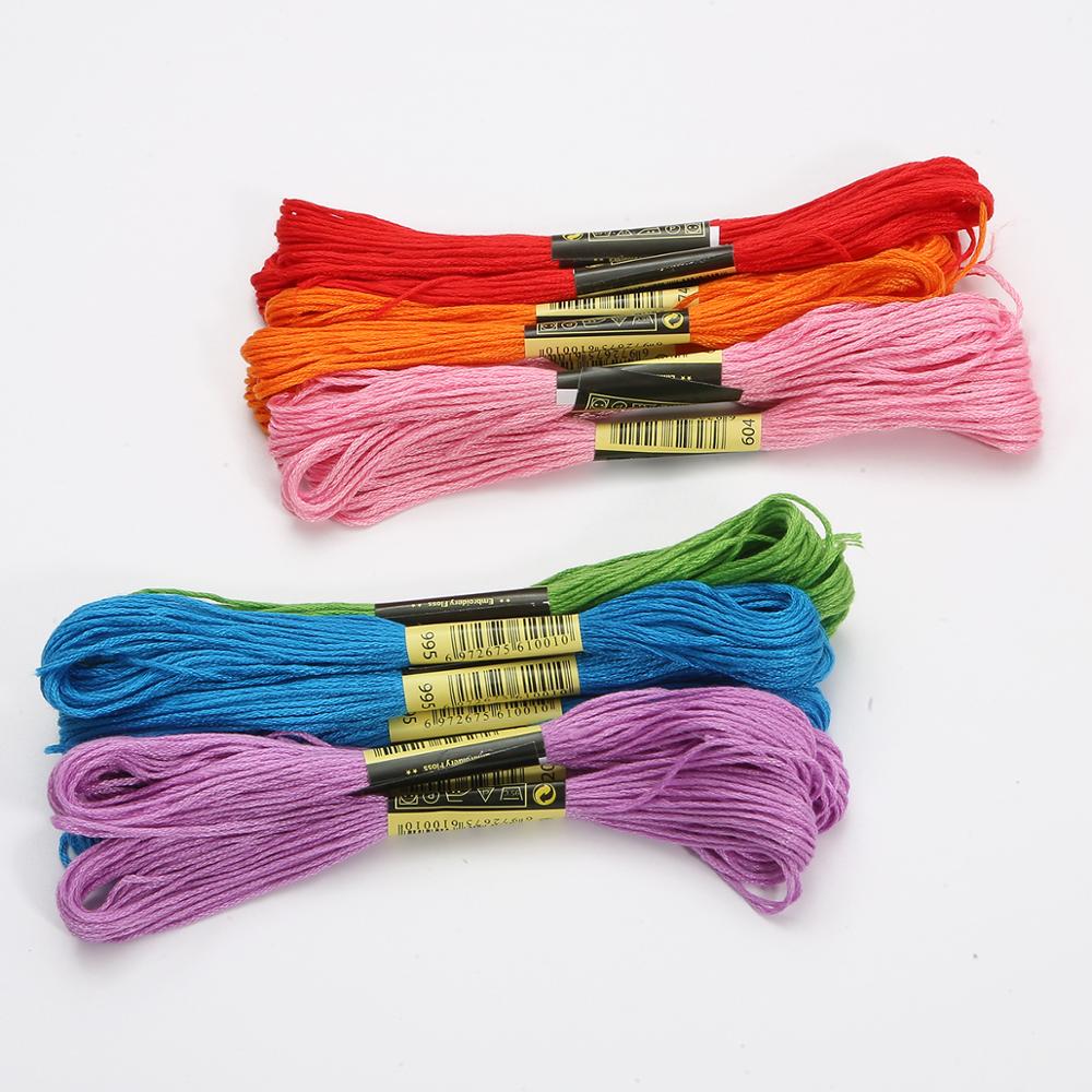 Madejas de costura de algodón Multicolor, hilos de punto de cruz, Kit de madeja de hilo de bordar, herramienta de costura DIY, novedad, 10 unidades por lote