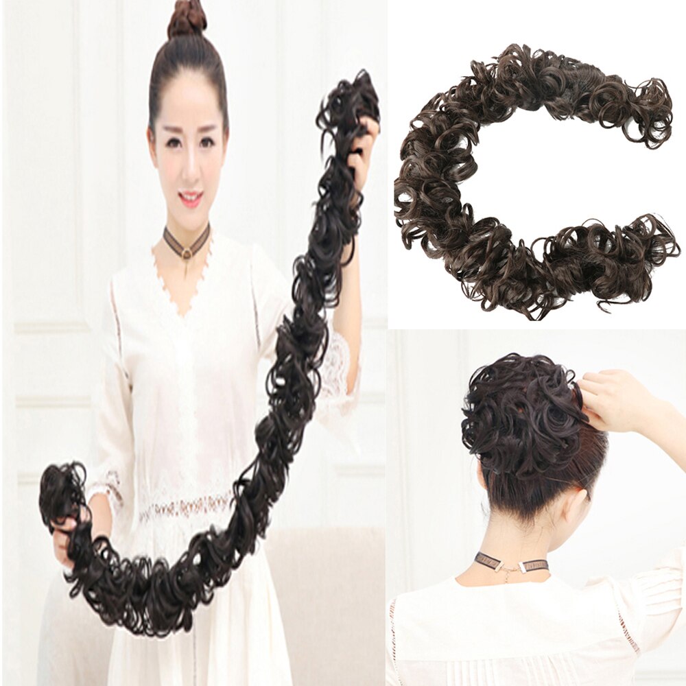 Elastic Rubber Band Curly Chignon Updo Cover Hair Bun Chignon Hair Synthetic Hairpiece Twining Ponytail Hair Extensions