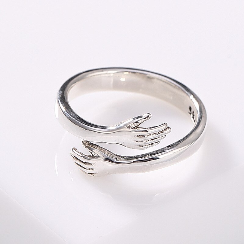 Vintage Silber Farbe Umarmung Hand Ringe Für Männer Frauen Öffnung Finger Schmuck Bague anillos mujer anel