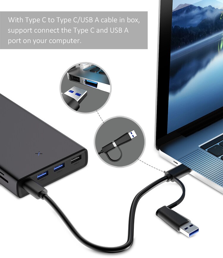 MC30 USB C Hub with 2.5" SATA Port SDD/HDD Enclosure Hard Drive Support up to 5TB Hard Disk Storage Docking Station Hubs