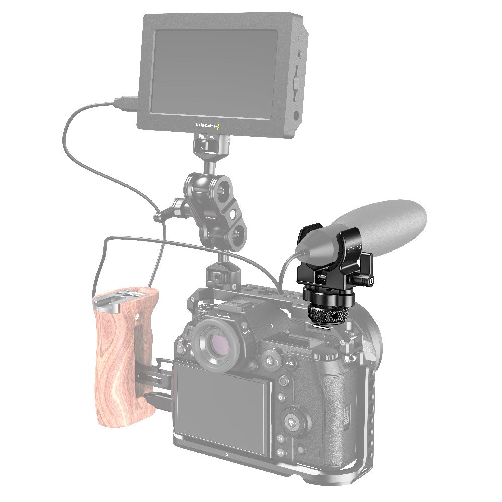 Supporto per microfono a gabbia per fotocamera DSLR SmallRig (scarpa fredda) con supporto per morsetto antiurto per microfono diametro 19-25mm-2352