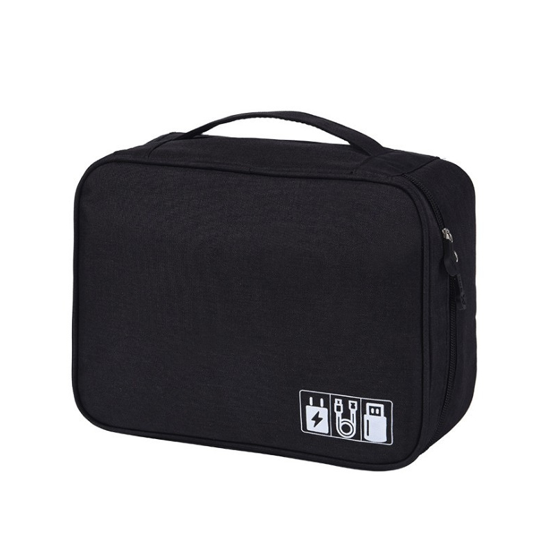 Wobag Polyester Mens Travel Electronic Accessories Travel Bag Organizer For Date Line SD Card USB Cable Digital Device Bag: Black