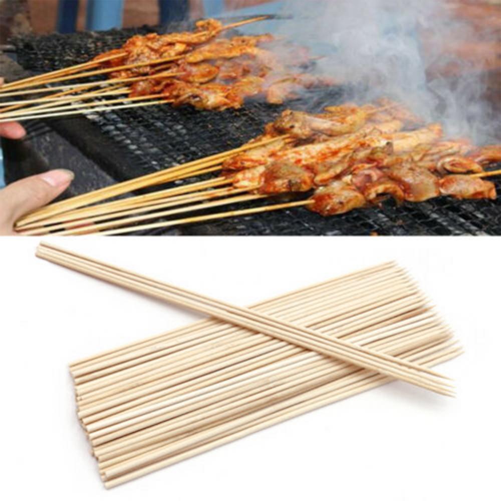 Skewer Kitchen Tools 50/100Pcs Disposable Barbecue BBQ Bamboo Skewers Meat Food Meatballs Wood Sticks Gadgets