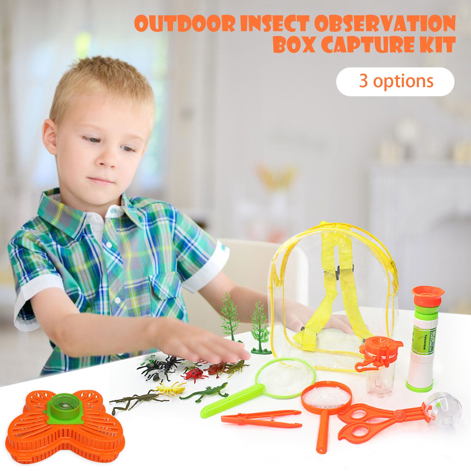 Ensemble de jouets anti-insectes avec télescope, 22 pièces, boîte d&#39;observation, Kit de Capture d&#39;insectes en plein air, jouets éducatifs scientifiques pour enfants