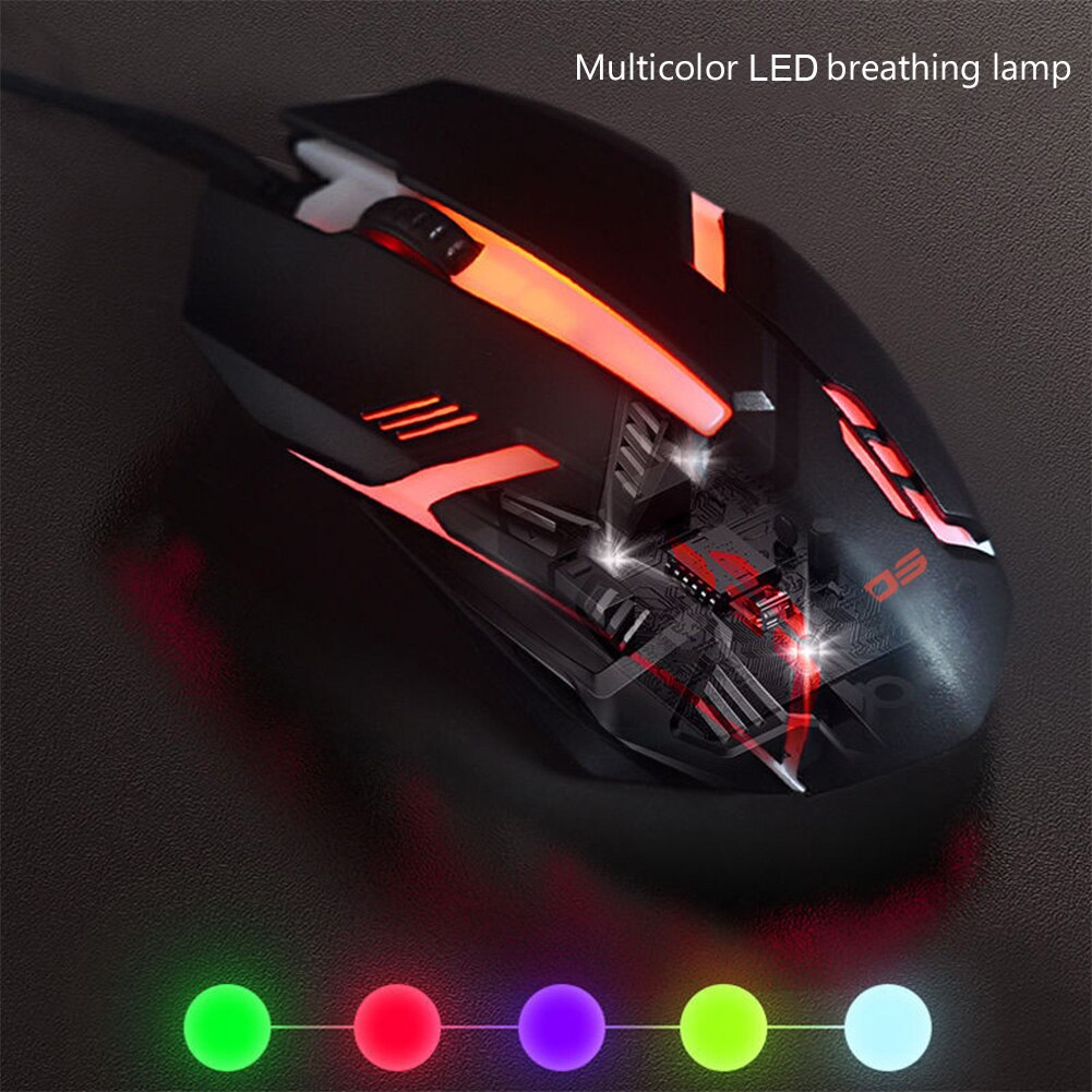 Kabelgebundene gaming-maus mit rgb-hintergrundbeleuchtung, usb-anschluss, optische computermaus, ergonomische gamer-maus mit 1600 dpi für desktop-pc und laptop, mechanische maus
