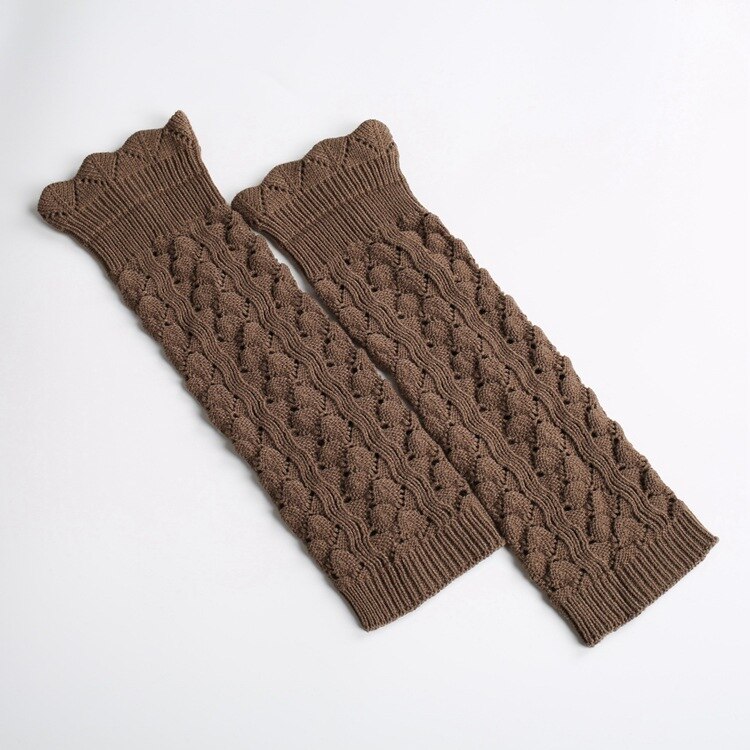 Imitation lace long Leg Warmers knitting Korean socks pick holes turn mouth pile socks SA300: old khaki