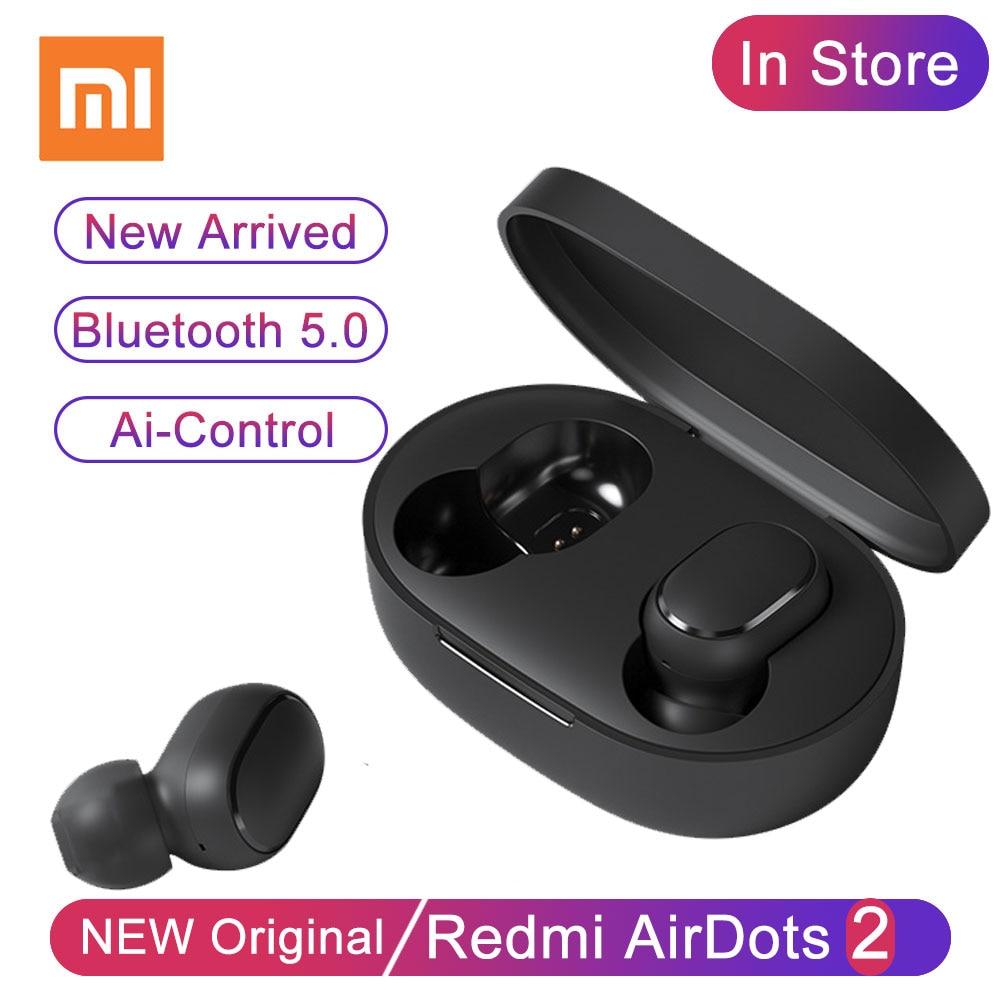 Xiaomi Redmi Airdots 2 Original inalámbrico Bluetooth 5,0 auriculares estéreo TWS con micrófono manos libres AI Control en el oído natraxia2-вввиттиттити