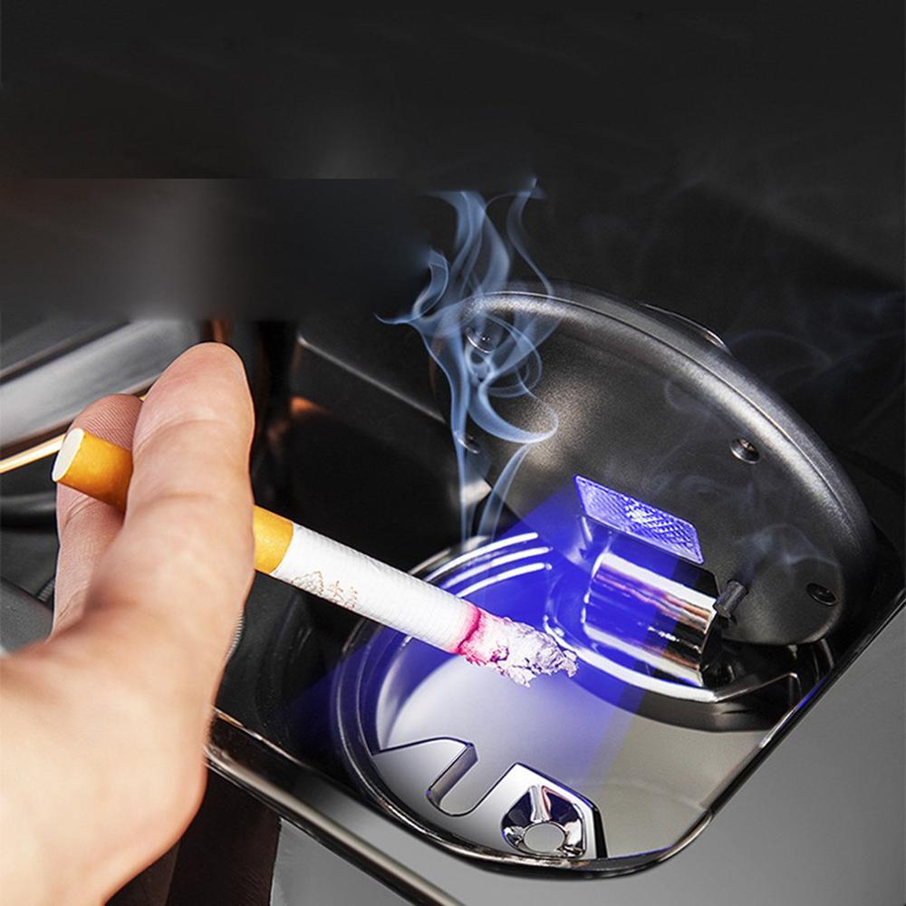 Auto Asbak Auto Asbak Multifunctionele Led Lamp Asbak Creatieve Keramische Liner Asbak Praktische Draagbare