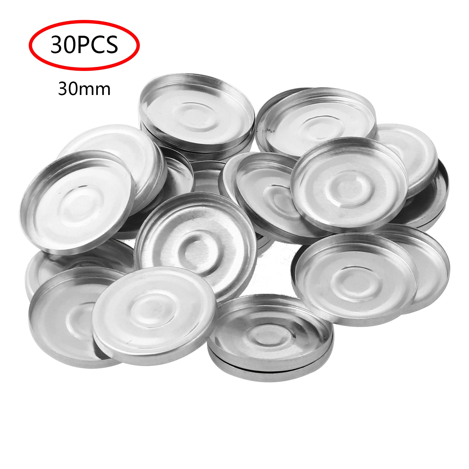 30Pcs Aluminum Eyeshadow Palette /Metal Sticker Round/Square Magnetic Palette Sticker for Empty Eyeshadow Makeup Color Palette: 30mm Aluminum Empty