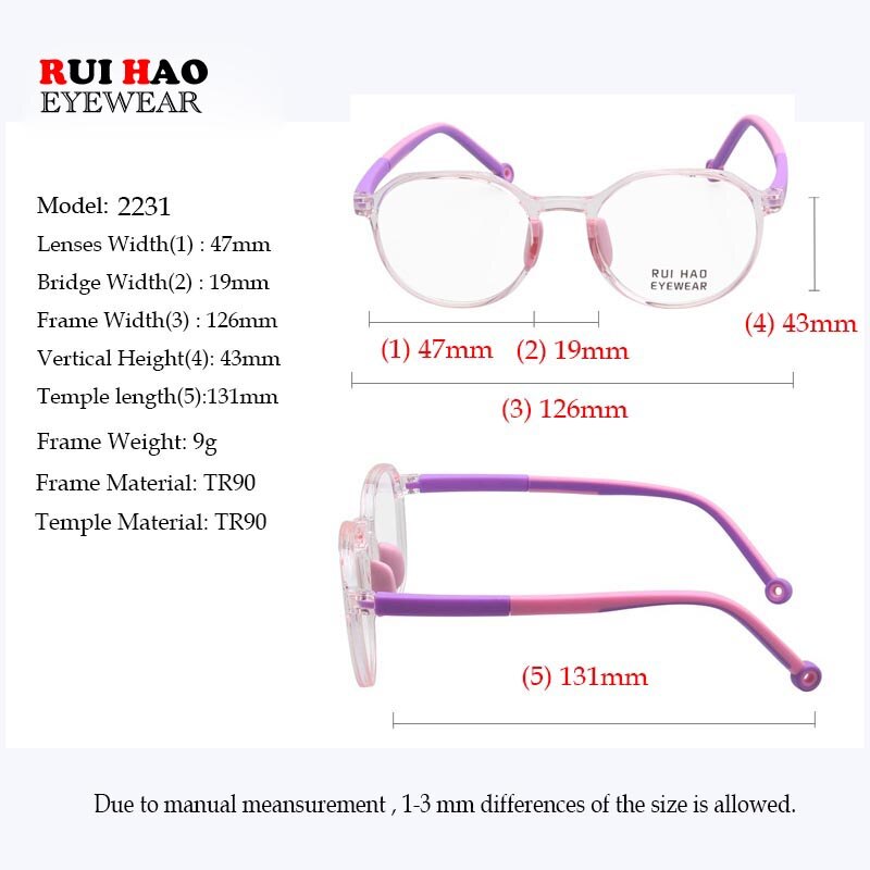 TR90 Kids Glasses Frame Myopia Prescription Eyewear Amblyopia Child Spectacle Student Eyeglasses Frame Boy Girl Glasses