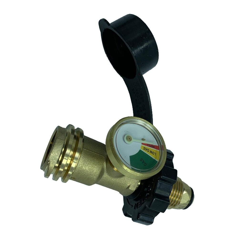 Universal Fit Propane Tank Adapter with Gauge Converts POL to QCC1 / Type 1 Propane Hose Adapter Old to Connection Type