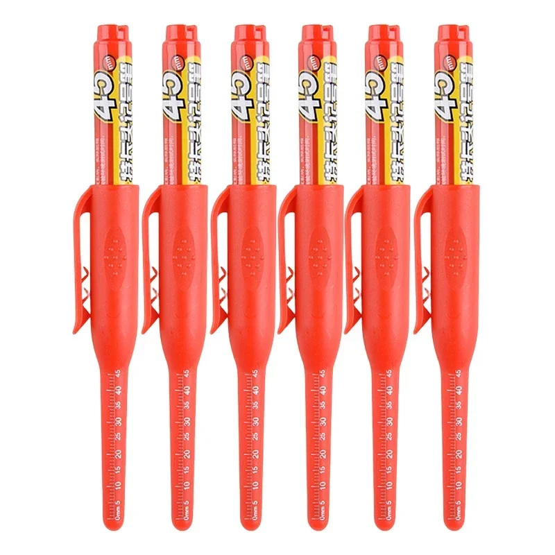 12-1Pcs Multi-Purpose 45mm Deep Drill Hole Long Nibs Waterproof Marker Pens for Bathroom Woodworking Long Head Carpenter Pen