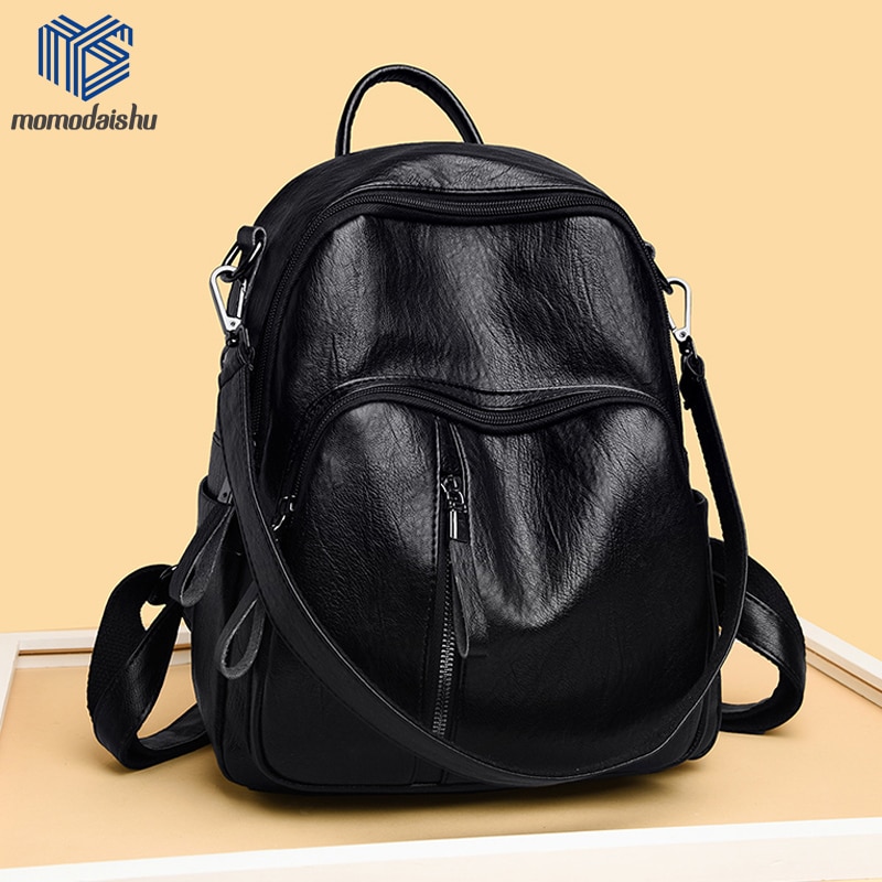 Backpack For Women Leather Bagpack Big Capacity Ladies Leisure Pack Black Ladies School Bag Pack