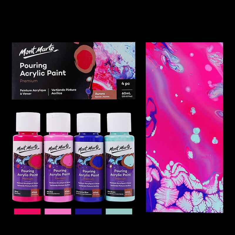 4 flasker 60ml pigment akryl maling sæt flydende marmorering maling akryl hælde medium tegneværktøj til kunstner gør-det-selv kunst forsyninger: E