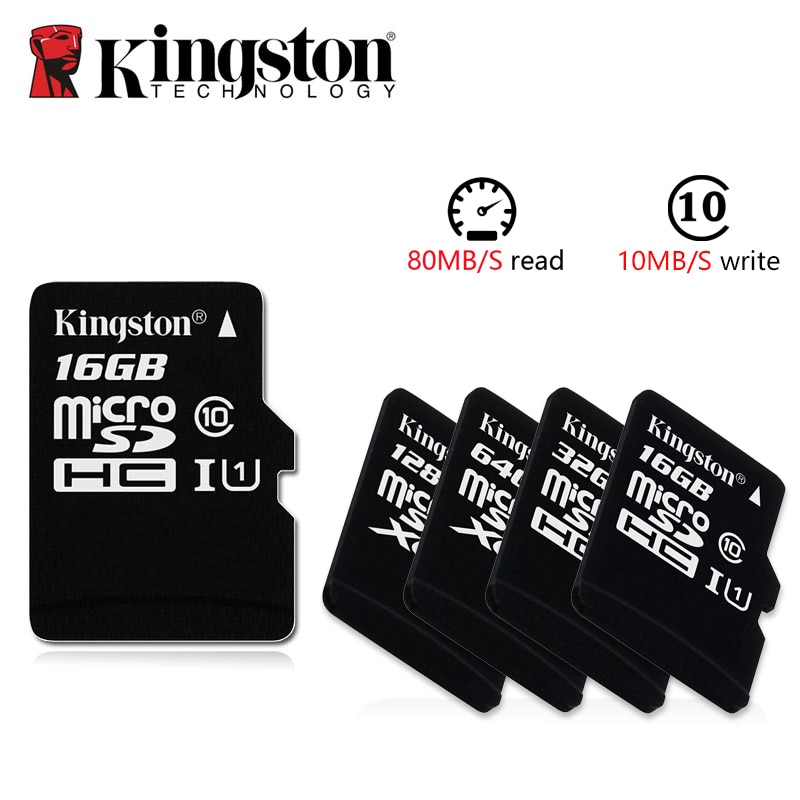 Kingston Microsd 8gb 16gb 32gb 64gb 128gb 256gb Memory Card Class 10 SDHC TF Card With Card Adapter/Reader for iphone&Laptop